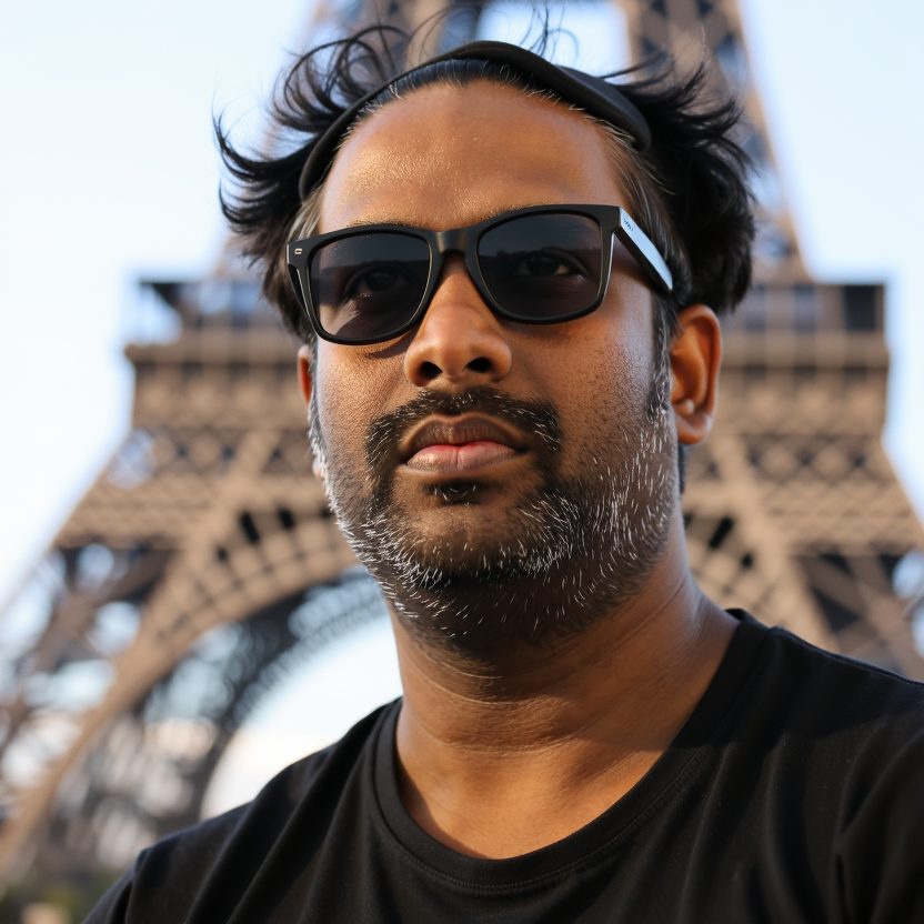 Generated side profile in front of the Eiffel Tower